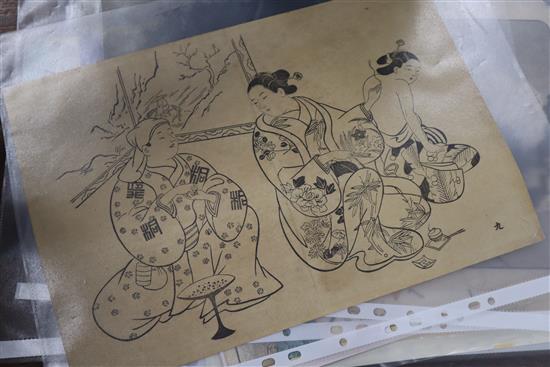 Japanese School, a group of assorted unframed woodblock prints